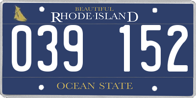 RI license plate 039152