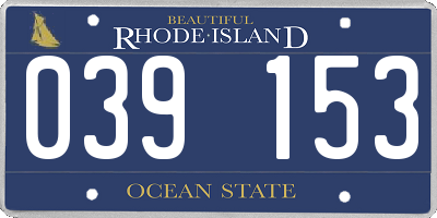 RI license plate 039153
