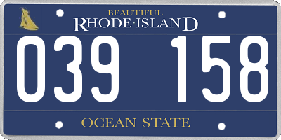 RI license plate 039158