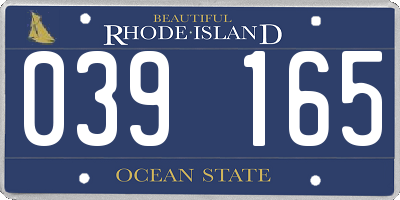 RI license plate 039165