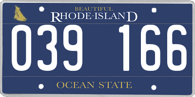 RI license plate 039166