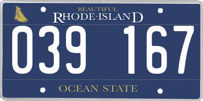 RI license plate 039167