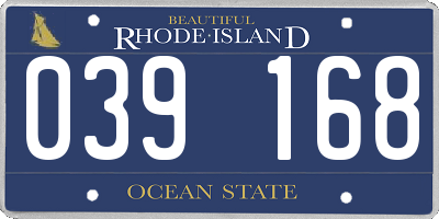 RI license plate 039168