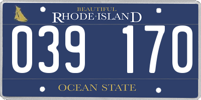 RI license plate 039170