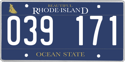 RI license plate 039171