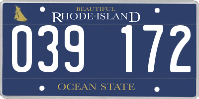 RI license plate 039172