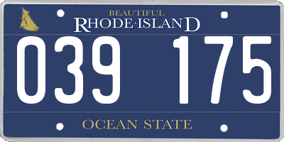 RI license plate 039175