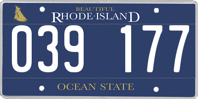 RI license plate 039177