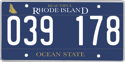 RI license plate 039178