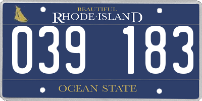 RI license plate 039183