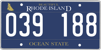 RI license plate 039188