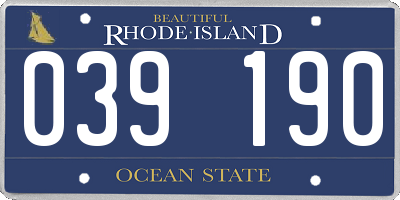 RI license plate 039190