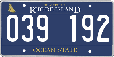 RI license plate 039192