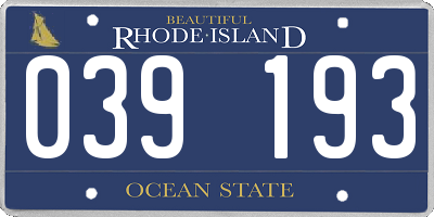 RI license plate 039193