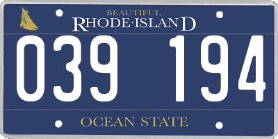 RI license plate 039194