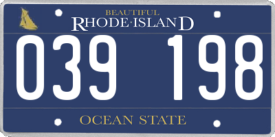RI license plate 039198