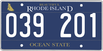 RI license plate 039201