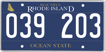 RI license plate 039203
