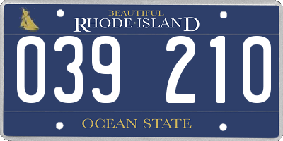 RI license plate 039210