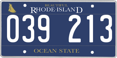 RI license plate 039213