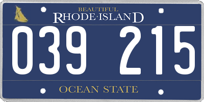 RI license plate 039215