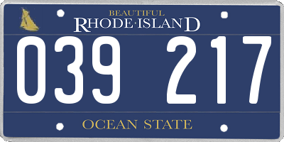 RI license plate 039217
