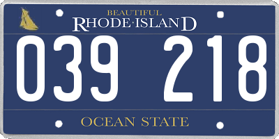 RI license plate 039218