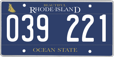 RI license plate 039221