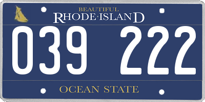 RI license plate 039222