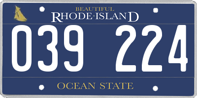 RI license plate 039224