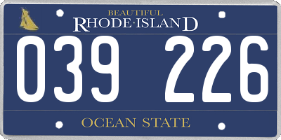 RI license plate 039226