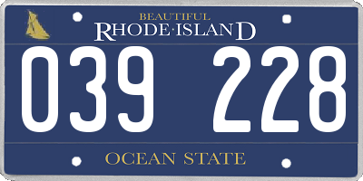 RI license plate 039228
