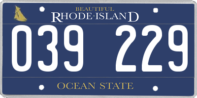RI license plate 039229