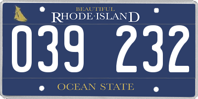 RI license plate 039232