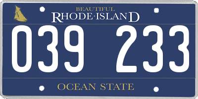 RI license plate 039233