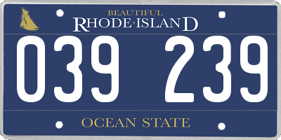 RI license plate 039239