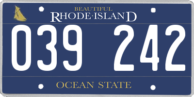 RI license plate 039242