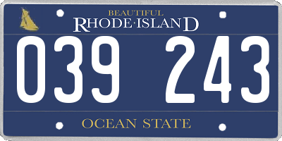 RI license plate 039243