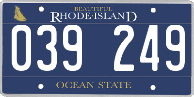 RI license plate 039249