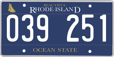 RI license plate 039251