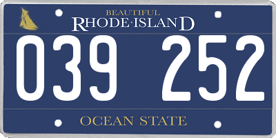 RI license plate 039252