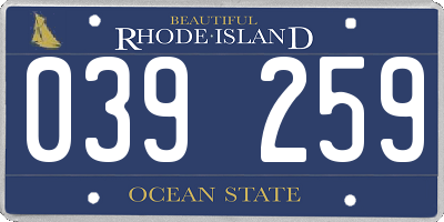 RI license plate 039259