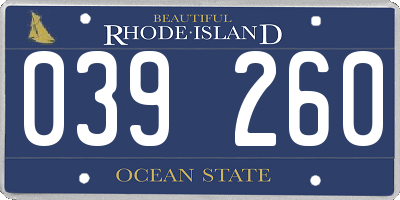 RI license plate 039260