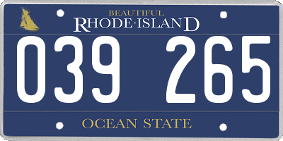 RI license plate 039265