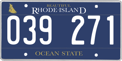 RI license plate 039271