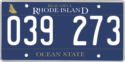 RI license plate 039273