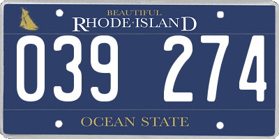 RI license plate 039274