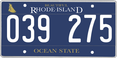 RI license plate 039275