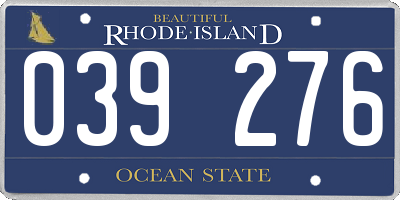 RI license plate 039276