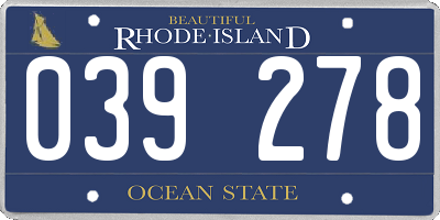 RI license plate 039278